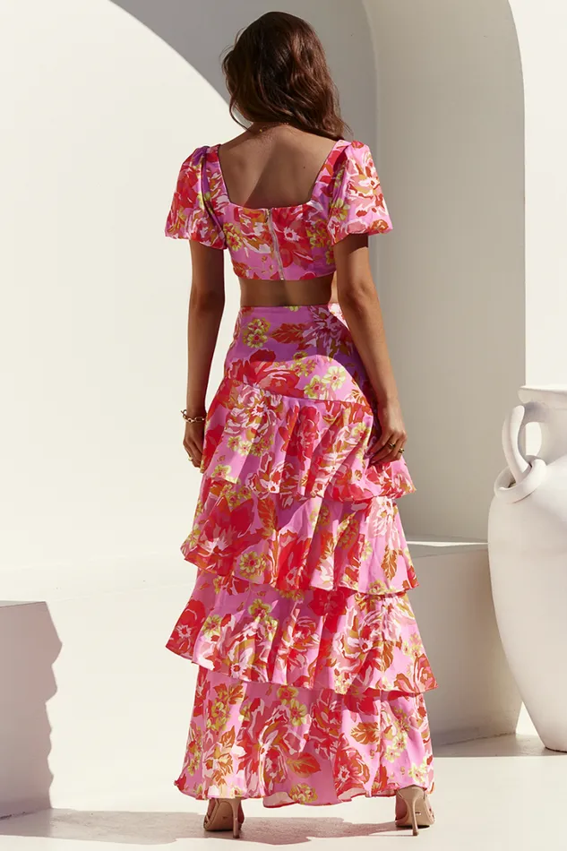 Runaway The Label Crops Yokana Top Pink Floral 8211 Women Runaway The Label Crops Yokana Top Pink Floral 8211 Women