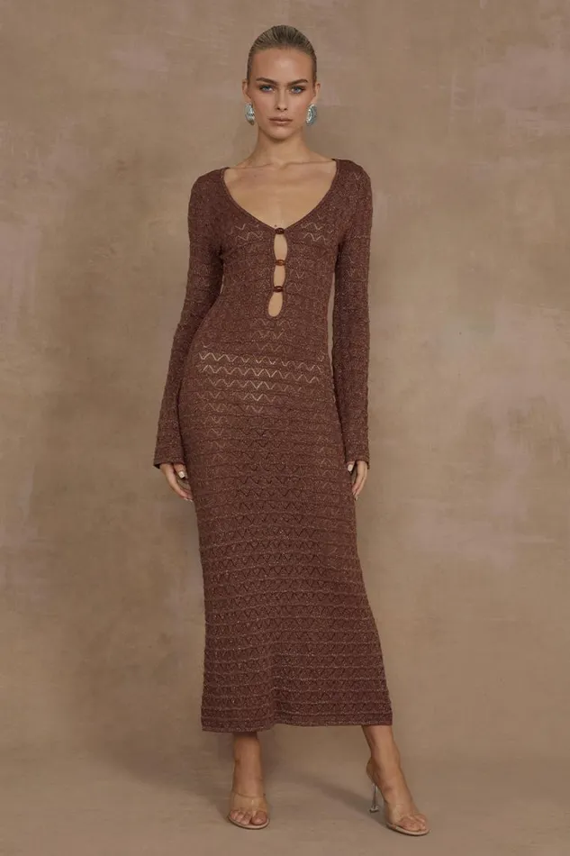 Runaway The Label Knit Dresses NYA MIDI DRESS Espresso 8211 Women