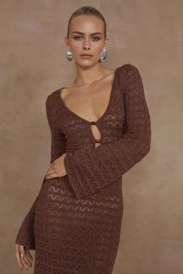 Runaway The Label Knit Dresses NYA MIDI DRESS Espresso 8211 Women