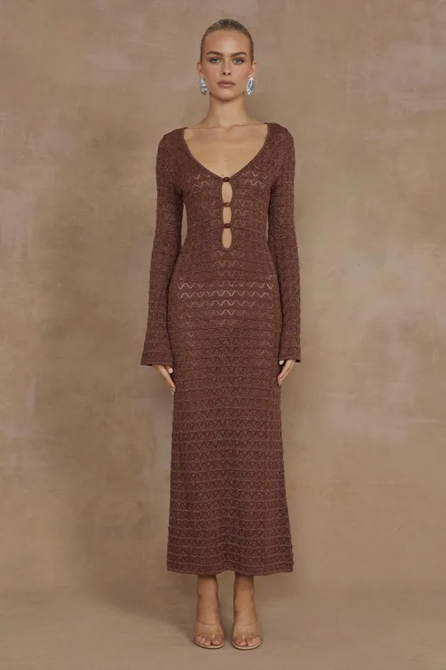 Runaway The Label Knit Dresses NYA MIDI DRESS Espresso 8211 Women