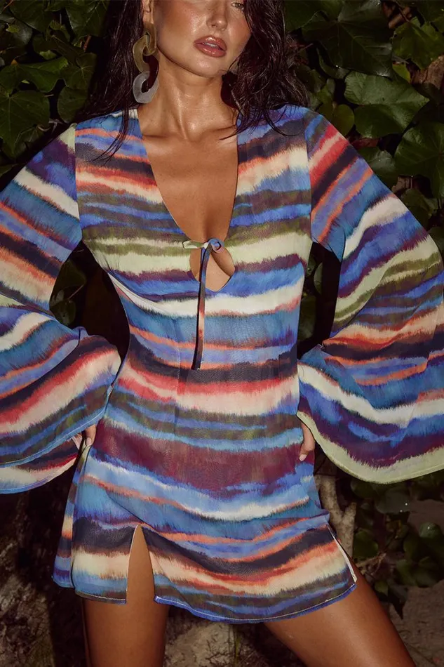 Runaway The Label Long Sleeved Dresses ANURA MINI DRESS Riveria Print 8211 Women