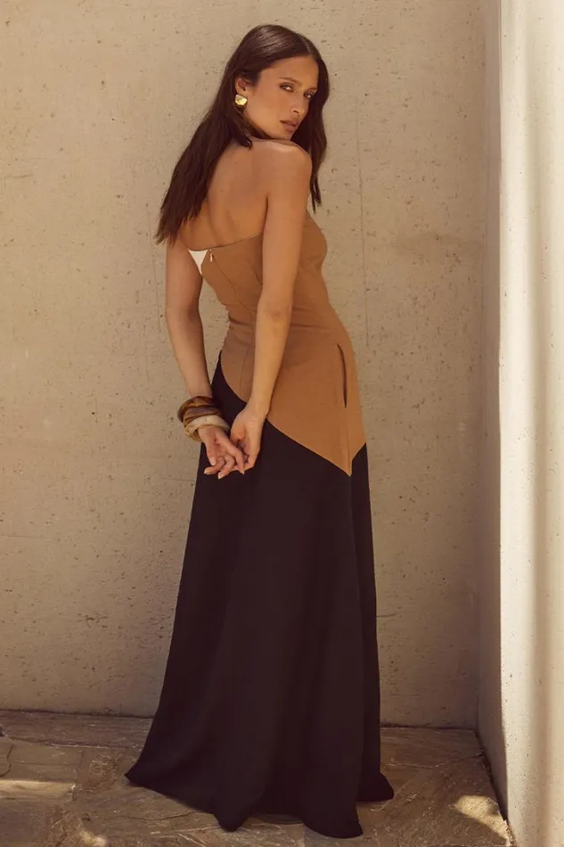 Runaway The Label Maxi Dresses CALISSA MAXI DRESS Caramel Multi 8211 Women