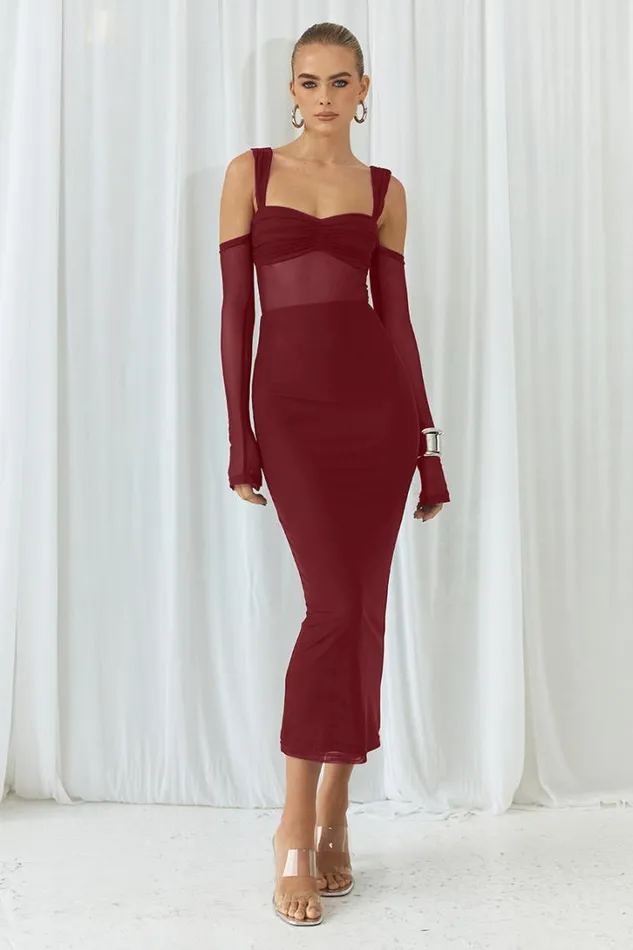 Runaway The Label Midi Dresses LAMOURA MIDI DRESS Wine 8211 Women