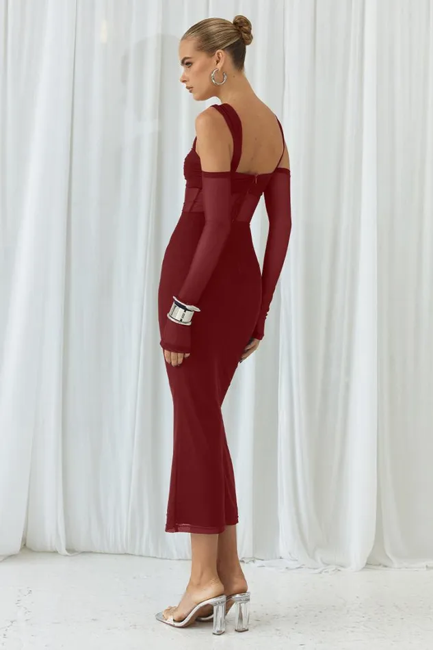 Runaway The Label Midi Dresses LAMOURA MIDI DRESS Wine 8211 Women