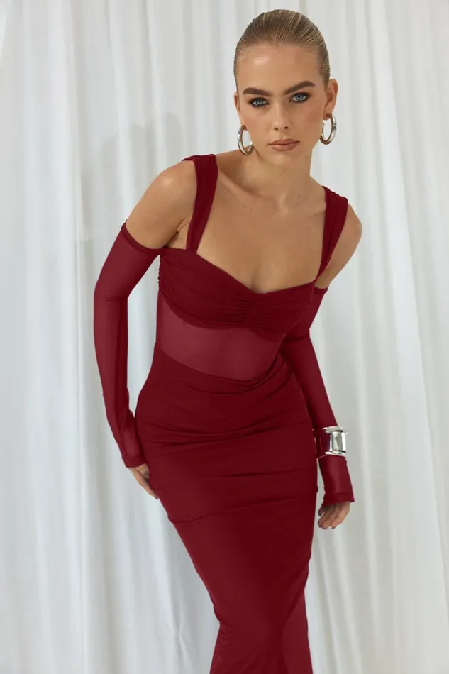 Runaway The Label Midi Dresses LAMOURA MIDI DRESS Wine 8211 Women