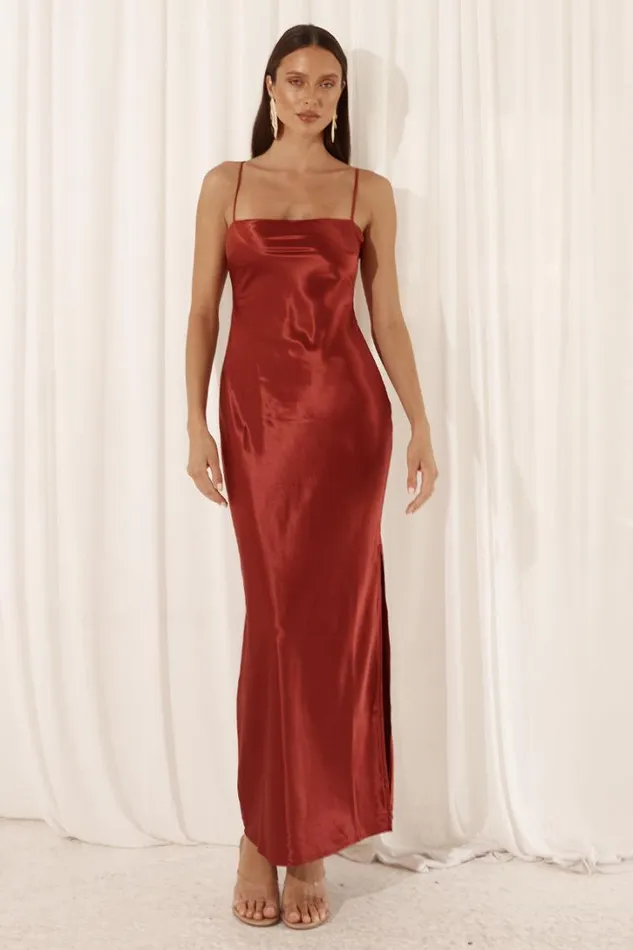 Runaway The Label Midi Dresses SIREN SLIP DRESS Ruby 8211 Women