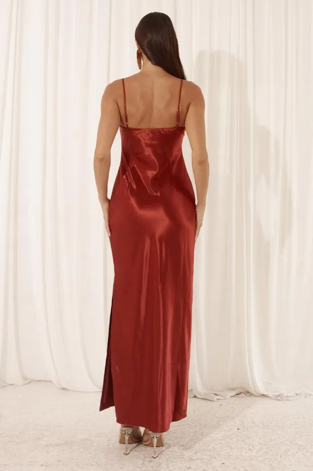 Runaway The Label Midi Dresses SIREN SLIP DRESS Ruby 8211 Women