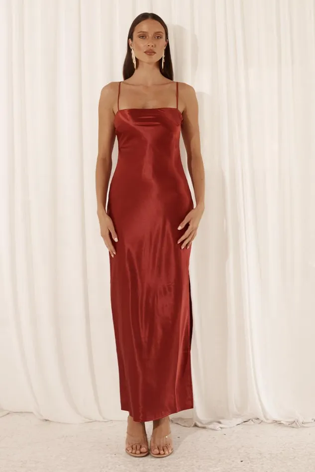 Runaway The Label Midi Dresses SIREN SLIP DRESS Ruby 8211 Women