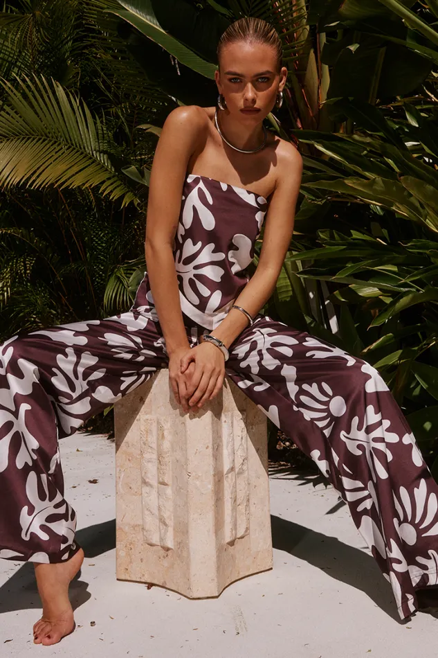 Runaway The Label Pants AVIANNA PANT Chocolate Botanica 8211 Women Runaway The Label Pants AVIANNA PANT Chocolate Botanica 8211 Women
