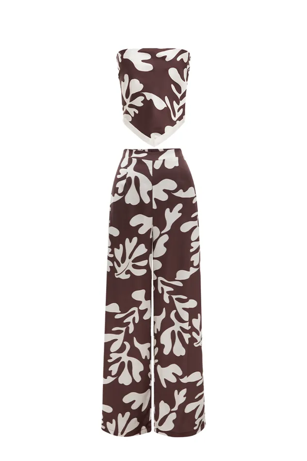 Runaway The Label Pants AVIANNA PANT Chocolate Botanica 8211 Women Runaway The Label Pants AVIANNA PANT Chocolate Botanica 8211 Women