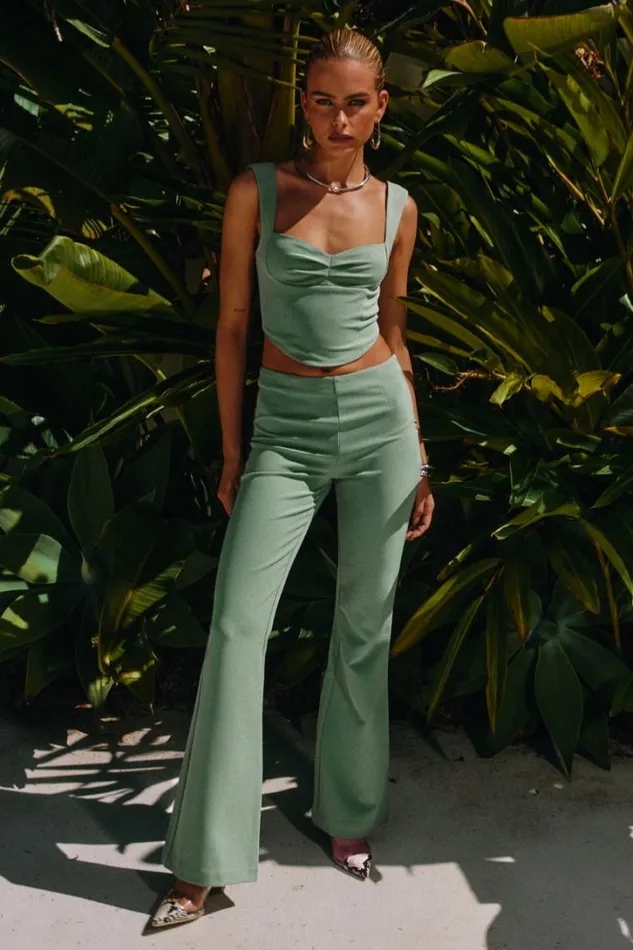 Runaway The Label Pants ELOISA MID RISE PANT Sage 8211 Women