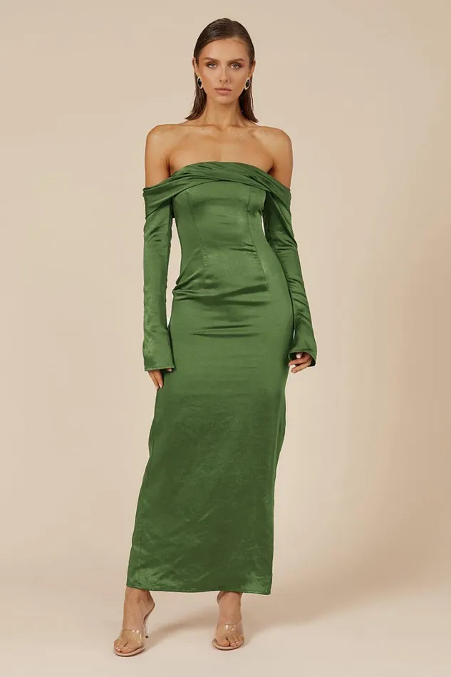 Runaway The Label Race Day Dresses ARIELLE MAXI DRESS Olive 8211 Women