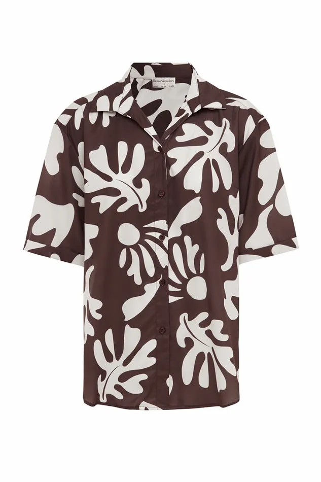 Runaway The Label Shirts and Blouses ACADIA SHORT SLEEVE SHIRT Chocolate Botanica 8211 Women Runaway The Label Shirts and Blouses ACADIA SHORT SLEEVE SHIRT Chocolate Botanica 8211 Women
