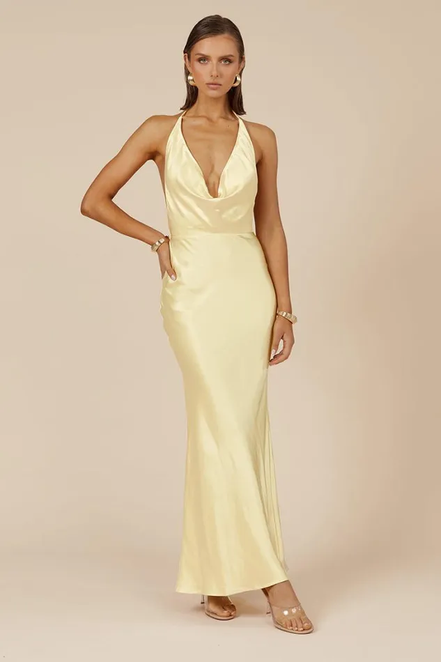 Runaway The Label Slip Dresses POSEY MAXI DRESS Lemon 8211 Women