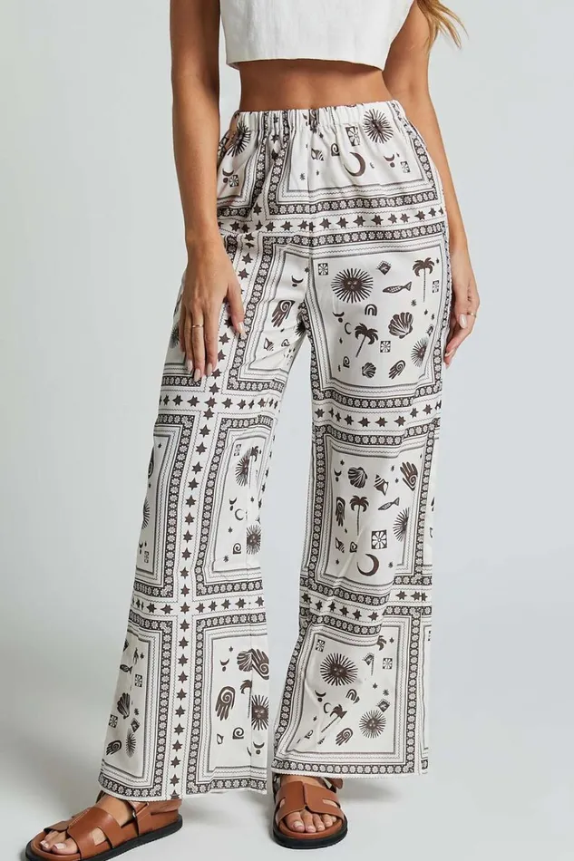 Ryleigh Pants 8211 High Waisted Drawstring Relaxed Pants In MYSTIC PRINT Women Showpo Pants