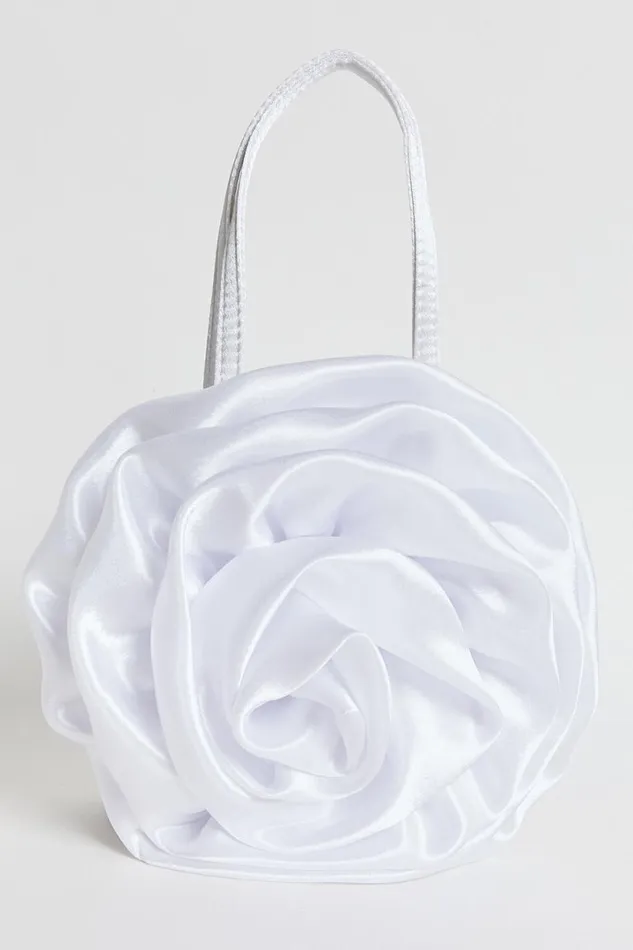 Salina Rosette Mini Satin Bag In White Women Showpo Bags