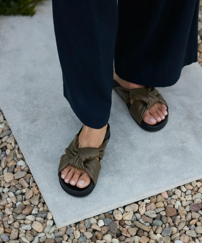 Sandals and Slides Women Jenni Kayne Leather Knot Sandal Olive