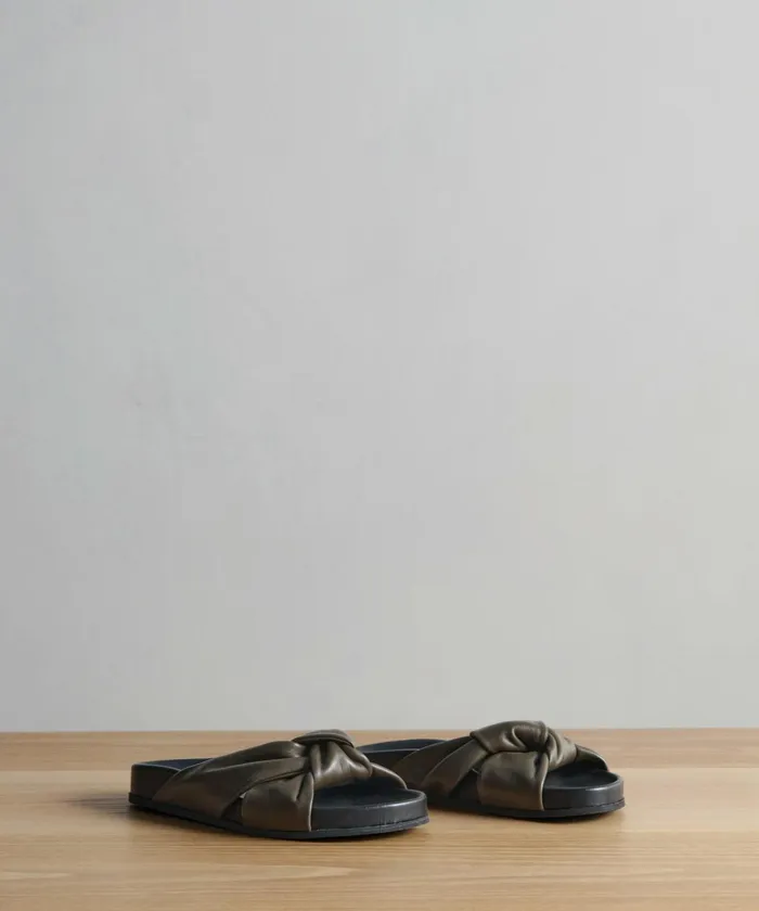 Sandals and Slides Women Jenni Kayne Leather Knot Sandal Olive