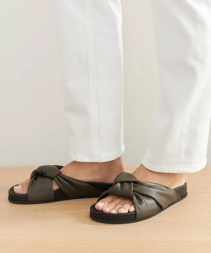 Sandals and Slides Women Jenni Kayne Leather Knot Sandal Olive
