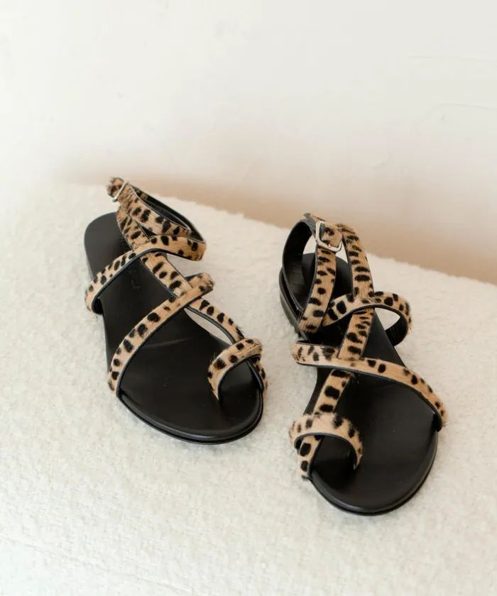 Sandals and Slides Women Jenni Kayne Pony Hair Strappy Sandal Cheetah