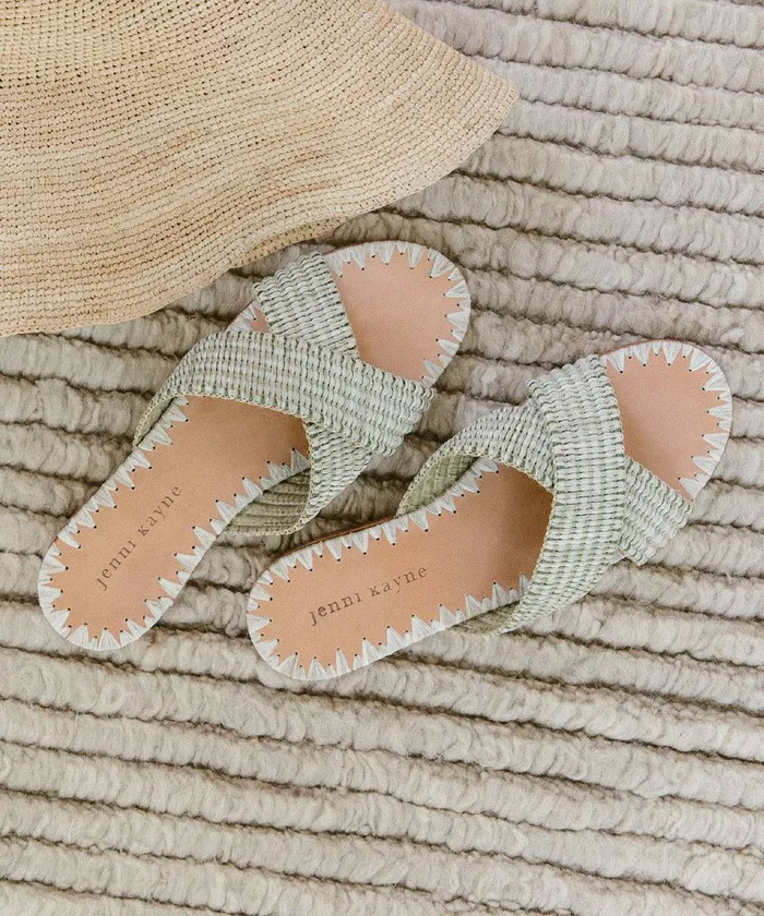 Sandals and Slides Women Jenni Kayne Raffia Crossover Sandal Willow