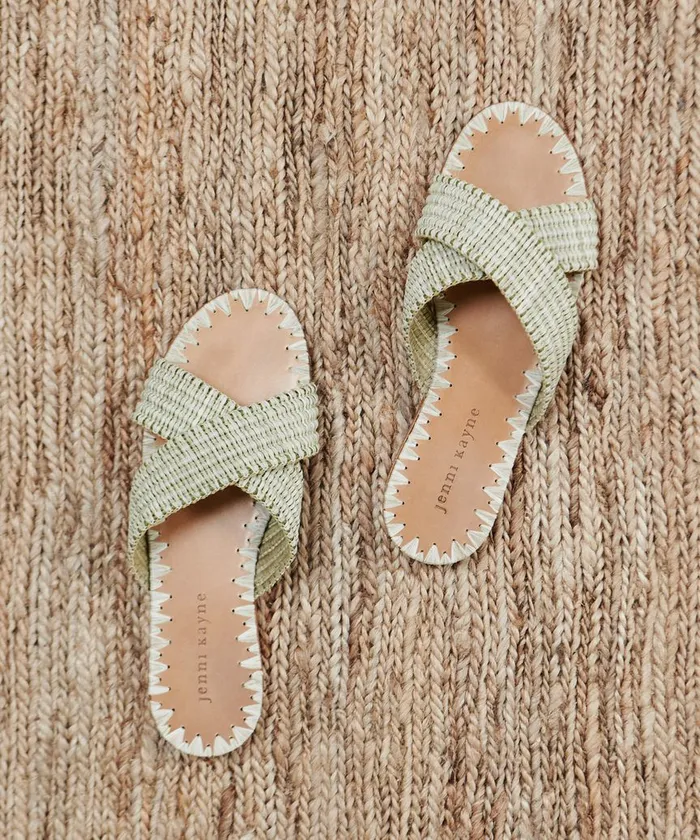 Sandals and Slides Women Jenni Kayne Raffia Crossover Sandal Willow