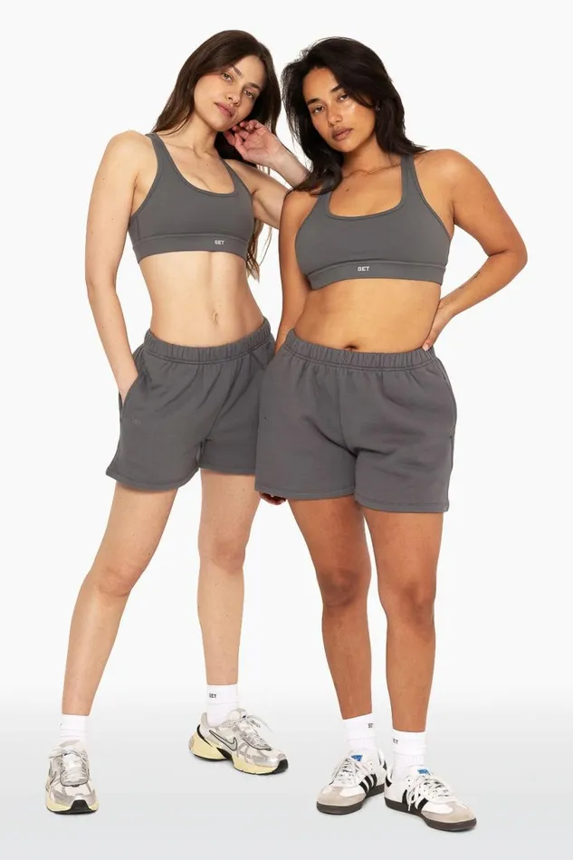 SET ACTIVE Bottoms HEAVYWEIGHT SWEATS SWEAT SHORTS 8211 GRAPHITE 8211 Women