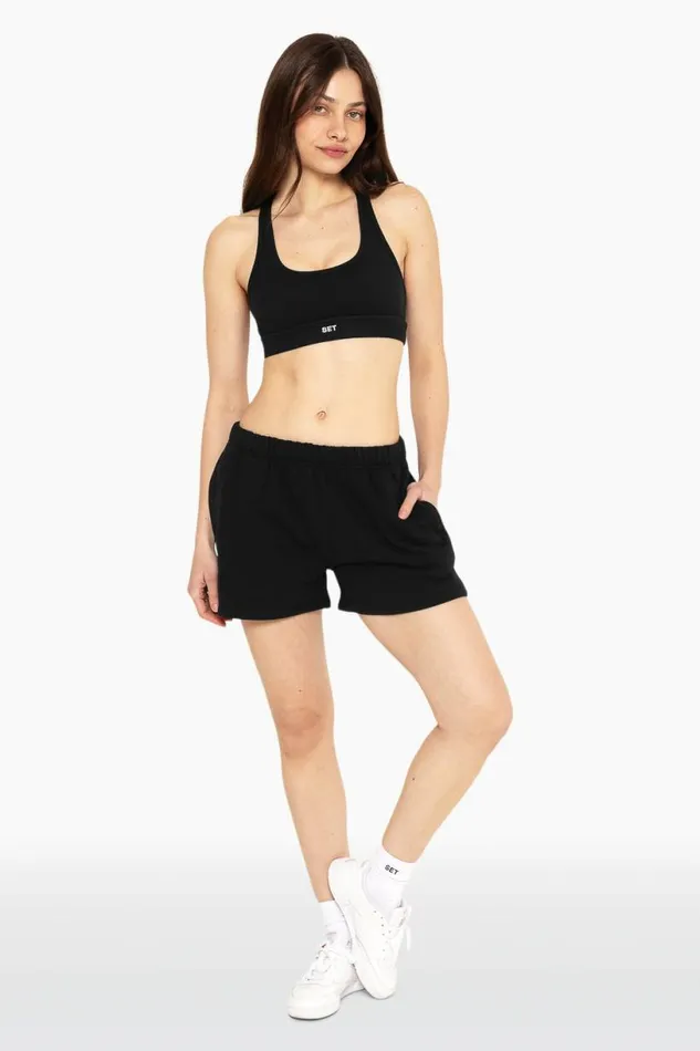 SET ACTIVE Bottoms HEAVYWEIGHT SWEATS SWEAT SHORTS 8211 ONYX 8211 Women
