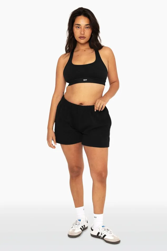 SET ACTIVE Bottoms HEAVYWEIGHT SWEATS SWEAT SHORTS 8211 ONYX 8211 Women