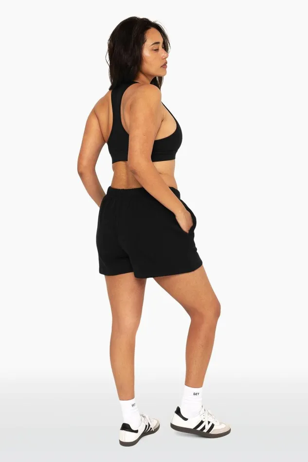 SET ACTIVE Bottoms HEAVYWEIGHT SWEATS SWEAT SHORTS 8211 ONYX 8211 Women