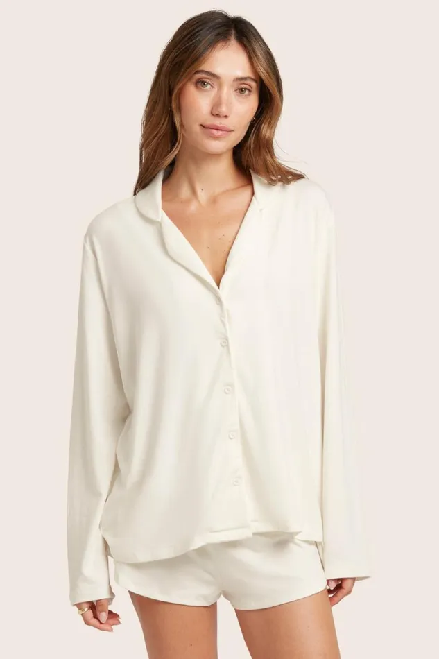 SET ACTIVE Lounge SLEEP JERSEY SLEEP BUTTON DOWN 8211 BLANC 8211 Women