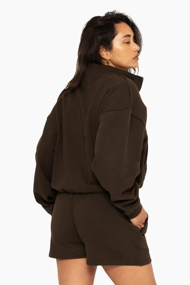 SET ACTIVE Sweats HEAVYWEIGHT SWEATS HALF ZIP 8211 ESPRESSO 8211 Women