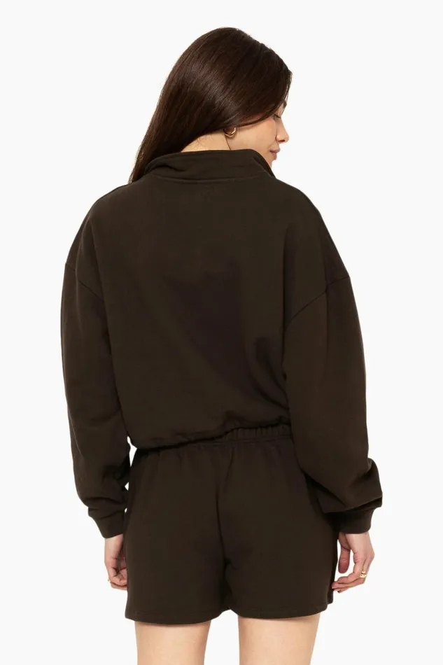 SET ACTIVE Sweats HEAVYWEIGHT SWEATS HALF ZIP 8211 ESPRESSO 8211 Women