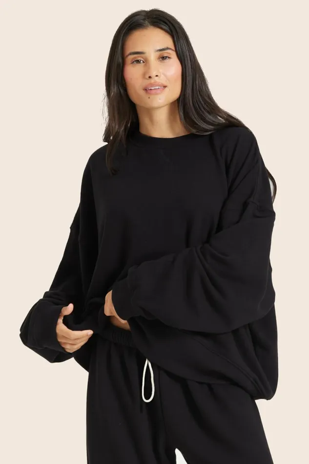 SET ACTIVE Sweats LIGHTWEIGHT SWEATS CLASSIC OLD SCHOOL CREWNECK 8211 ONYX 8211 Women