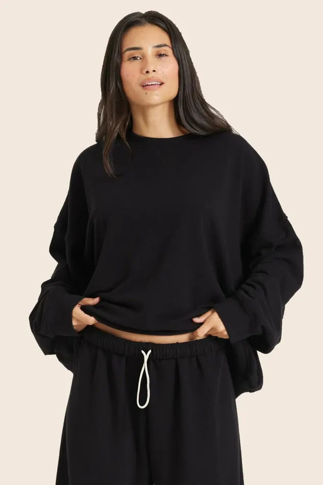 SET ACTIVE Sweats LIGHTWEIGHT SWEATS CLASSIC OLD SCHOOL CREWNECK 8211 ONYX 8211 Women