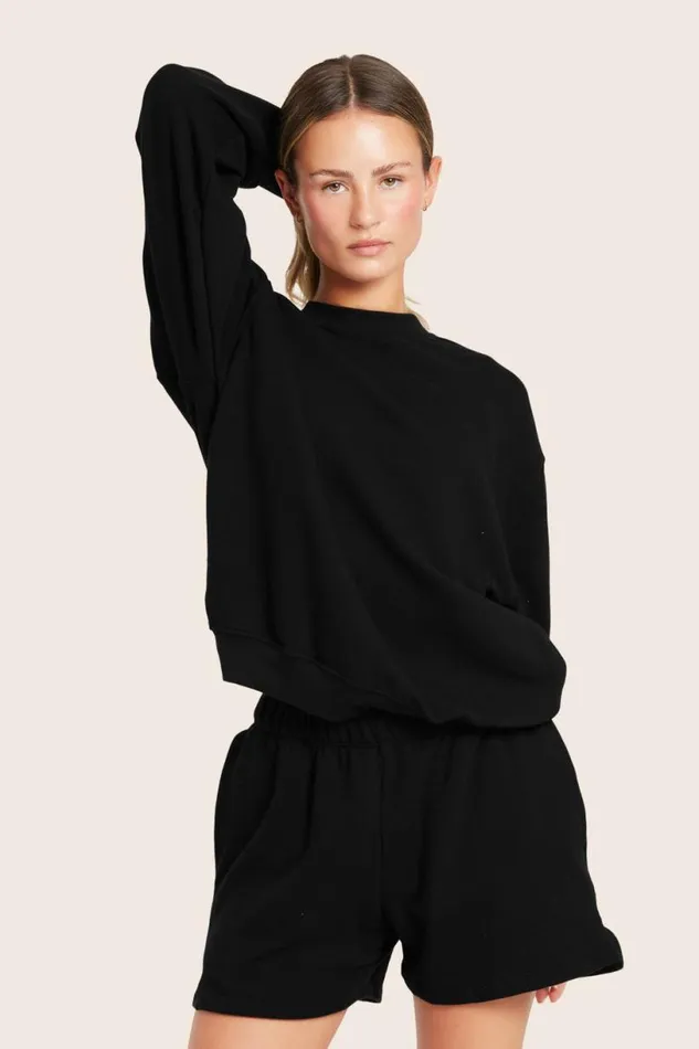 SET ACTIVE Tops LIGHTWEIGHT SWEATS CLASSIC CREWNECK 8211 ONYX 8211 Women