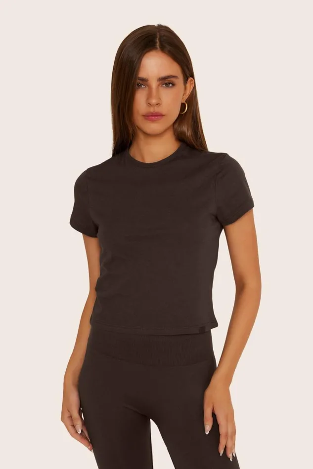 SET ACTIVE Tops Tanks Tees CLASSIC COTTON DAILY TEE 8211 ESPRESSO 8211 Women