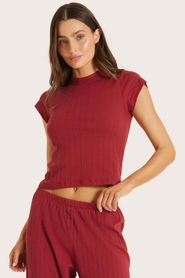 SET ACTIVE Tops Tanks Tees POINTELLE DAINTY TEE 8211 LOVE 8211 Women