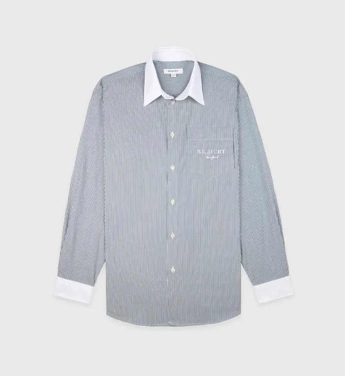 Shirts Men Sporty and Rich SR Sport Oversized Shirt 8211 Forest Striped