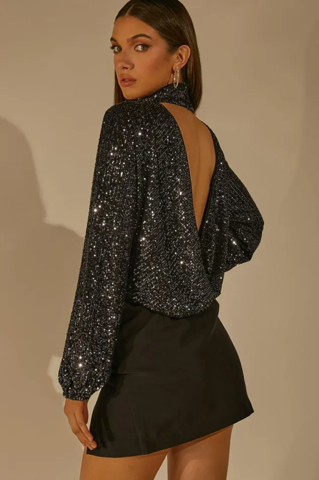 Shona Top 8211 Long Sleeve High Neck Cowl Back In Black Women Showpo Tops