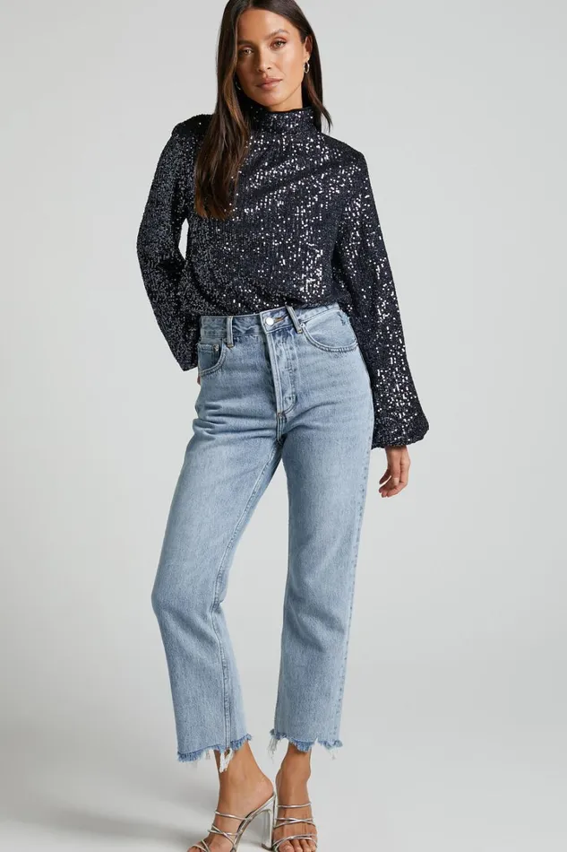 Shona Top 8211 Long Sleeve High Neck Cowl Back In Black Women Showpo Tops