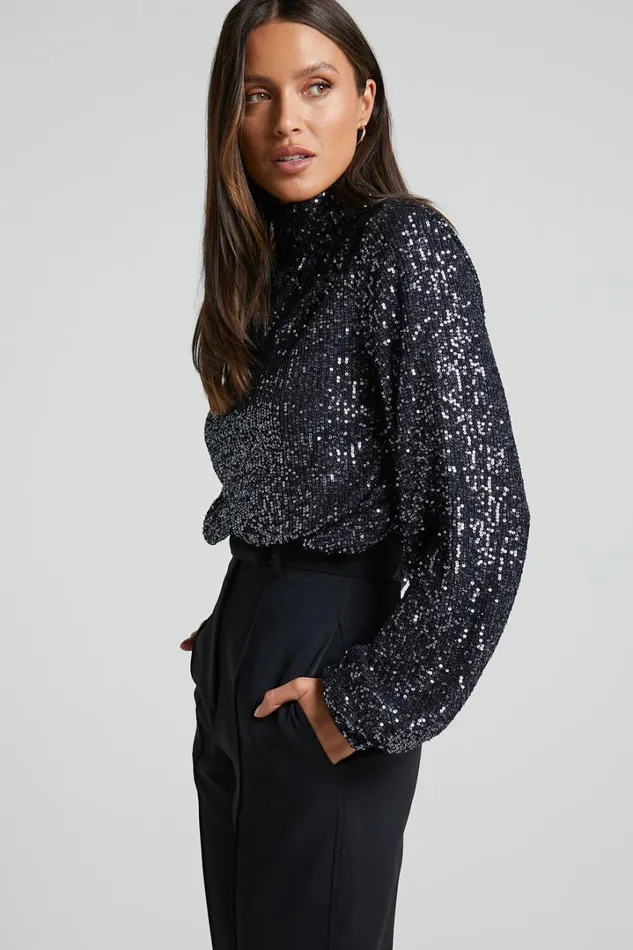Shona Top 8211 Long Sleeve High Neck Cowl Back In Black Women Showpo Tops