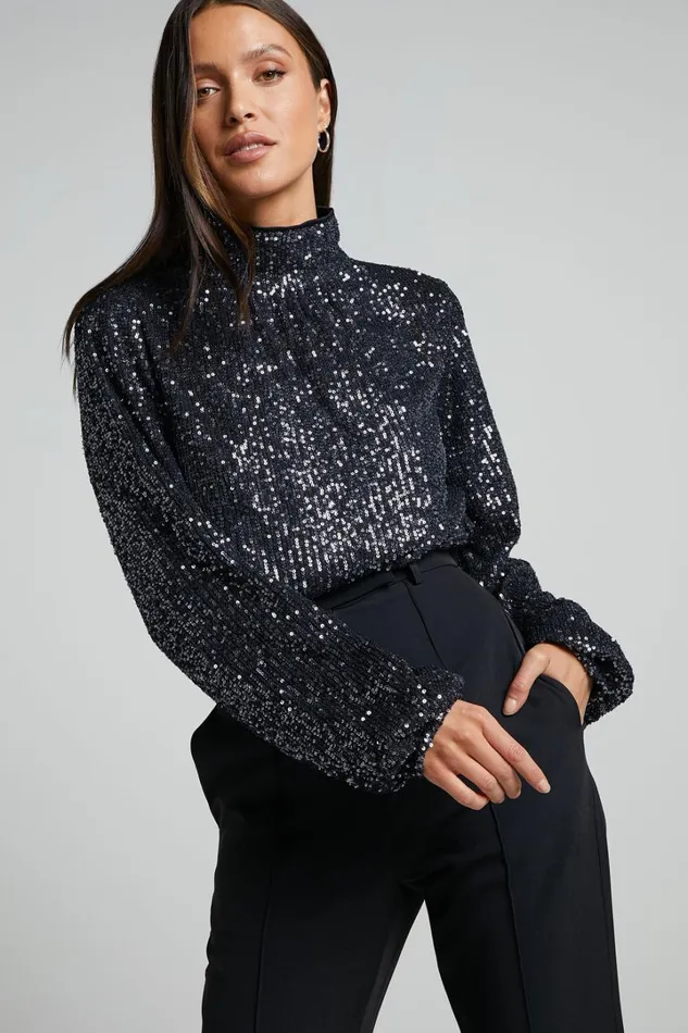 Shona Top 8211 Long Sleeve High Neck Cowl Back In Black Women Showpo Tops
