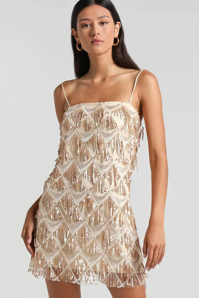 Shook Mini Dress 8211 Cami Sequin Fringe Dress In Champagne Sequin Women Showpo Curve Clothes Shook Mini Dress 8211 Cami Sequin Fringe Dress In Champagne Sequin Women Showpo Curve Clothes