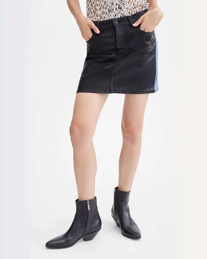 Shorts and Skirts Women 7 For All Mankind Coated 5050 Denim Miniskirt In Black Black