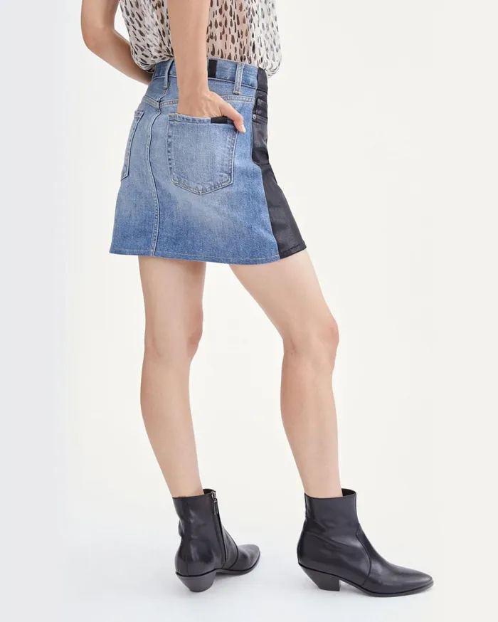 Shorts and Skirts Women 7 For All Mankind Coated 5050 Denim Miniskirt In Black Black