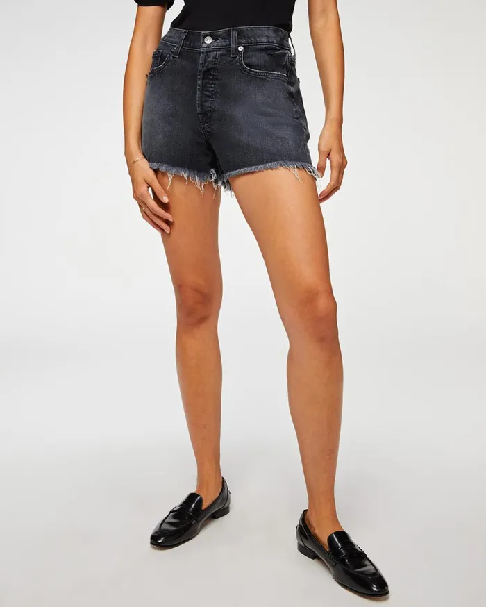 Shorts and Skirts Women 7 For All Mankind Monroe CutOff Short In Eclipse Black Eclipse Black