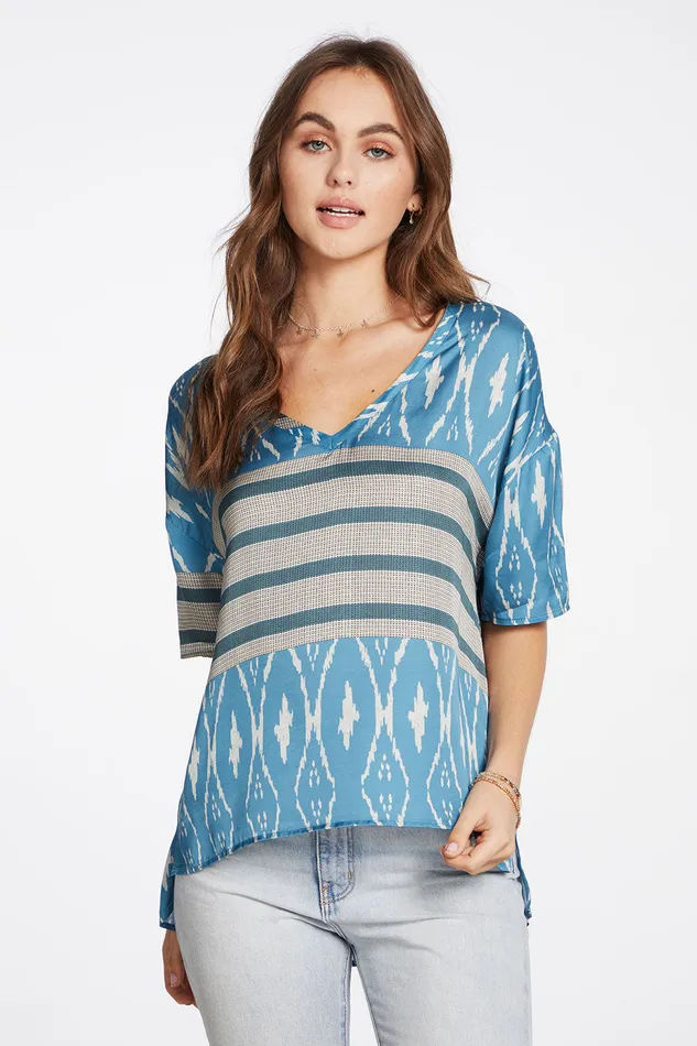 Silky Basics Short Sleeve V Neck Boxy Hi Lo Tee Loungewear Chaser Brand Womens