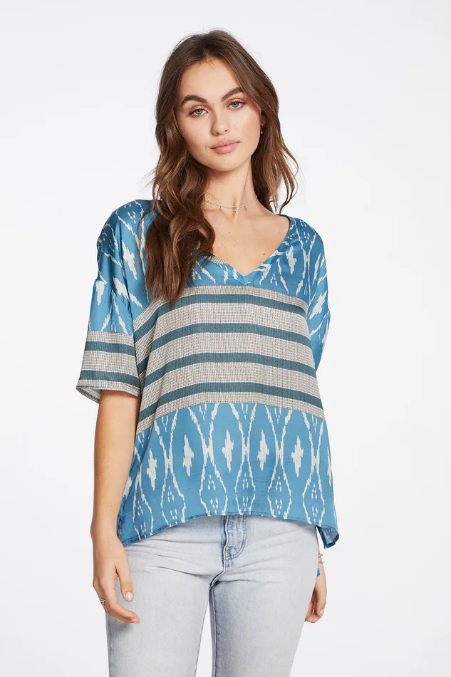 Silky Basics Short Sleeve V Neck Boxy Hi Lo Tee Loungewear Chaser Brand Womens