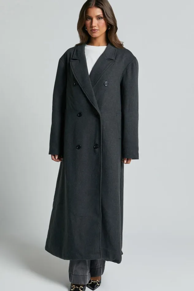 Silvena Coat 8211 Oversized Longline Tailored Coat In Slate Grey Women Showpo Jackets and Coats